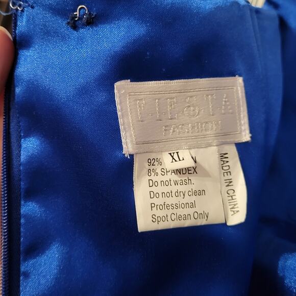 Fiesta Fashions, XL | Sleeveless Bodycon Beaded Blue Prom Cocktail Wiggle Dress. - Picture 8 of 8